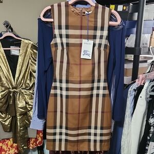 Burberry Tan and Black Check Mini Dress